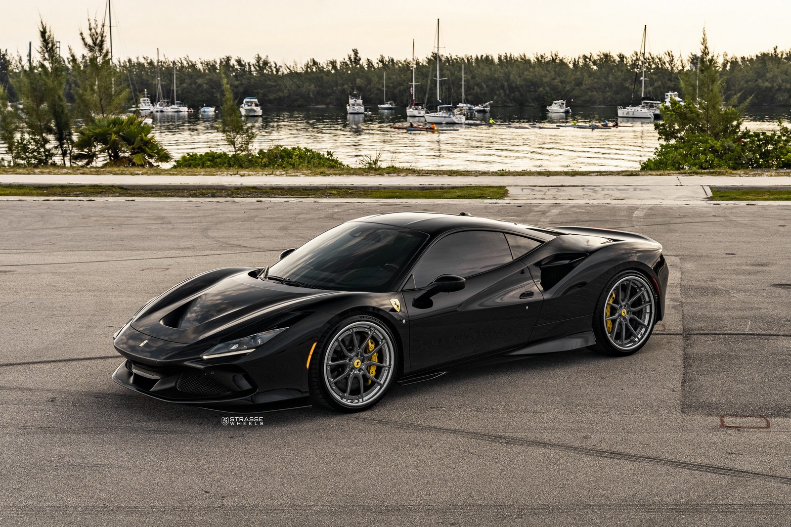 Pitch Black Ferrari F Tributo Looks Good With Dark Multi Spoke