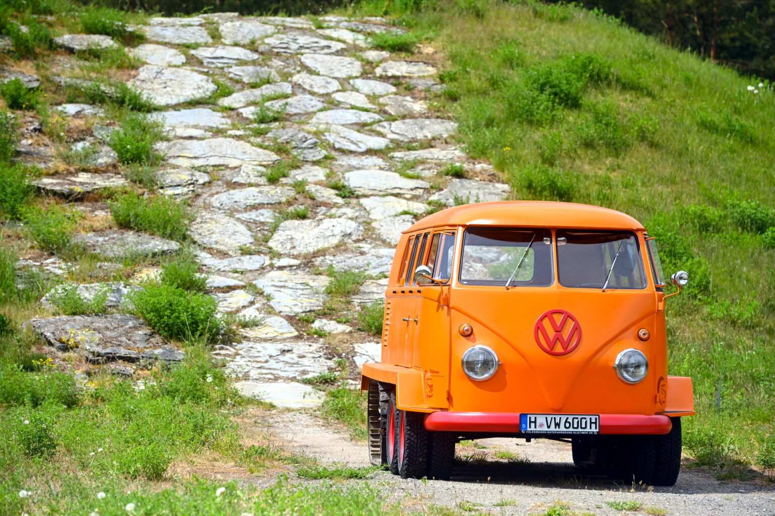 VW Restores The Half Track Fox A Four Axle T1 Microbus With Tank