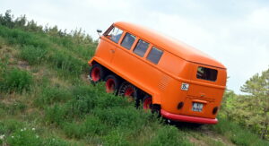 VW Restores The Half Track Fox A Four Axle T1 Microbus With Tank