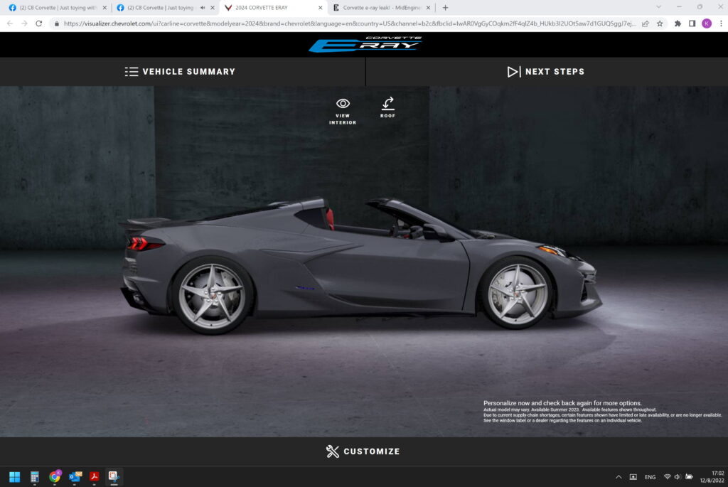 2024 Corvette E Ray Hybrid Accidentally Leaks On Chevy Configurator