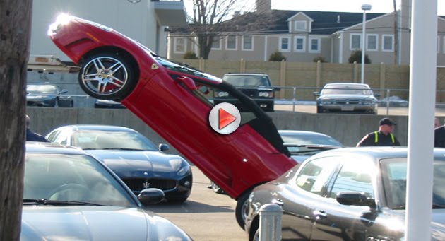 video truck literally drops off ferrari f430 spider at boston dealership carscoops truck literally drops off ferrari f430