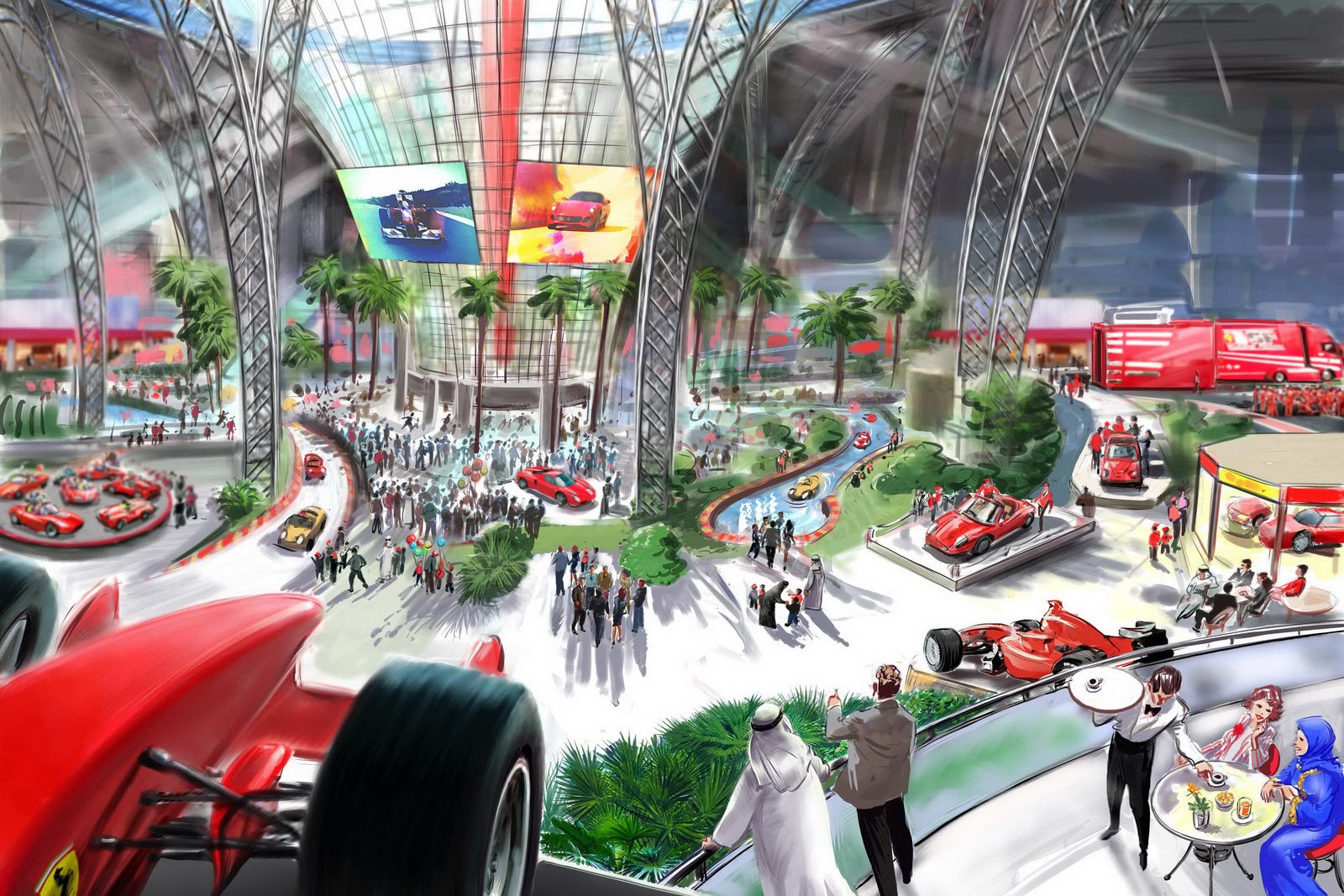 Ferrari world. Парк аттракционов Ferrari World в Абу-Даби. Феррари парк Дубай. Тематический парк Феррари в Абу Даби. Феррари парк Дубай аттракционы.