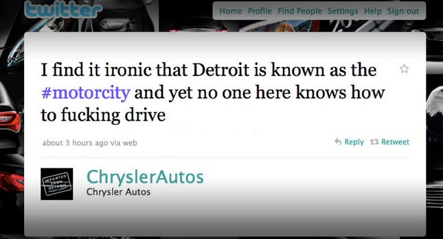  Chrysler Fires Employee for Using F-Word on Detroit Drivers in an Official Tweet