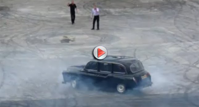  VIDEO: The Stig Goes Donuts in a Lancer EVO 9-Based London Taxi Cab at the Top Gear Festival