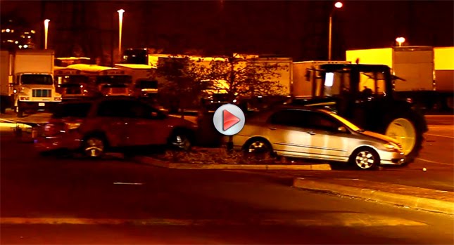  VIDEO: Driverless Tractor on the Loose Wreaks Havoc at WalMart Parking Lot