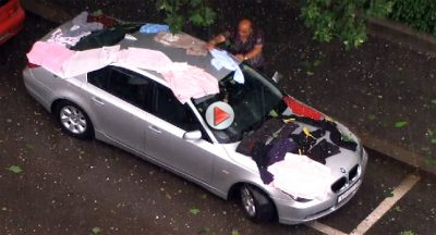 Hail Fail Bmw 5 Series Owner Tries To Save His Car By Dressing It