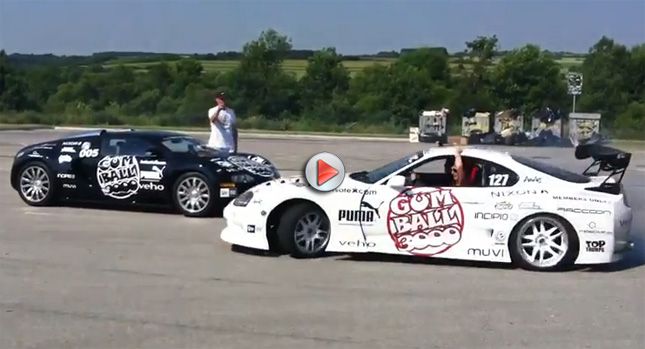  Gutsy Toyota Supra Driver Drifts Around $2 Million Bugatti Veyron