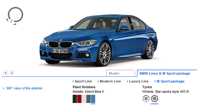  2012 BMW 3-Series Sedan Online Configurator Goes Live