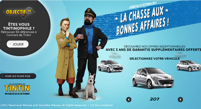  Tintin Endorses the Peugeot Brand