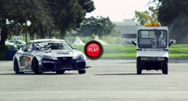  Rhys Millen Steals Genesis Coupe Drift Car in a Ford F-150 from Hyundai Headquarters [Video]