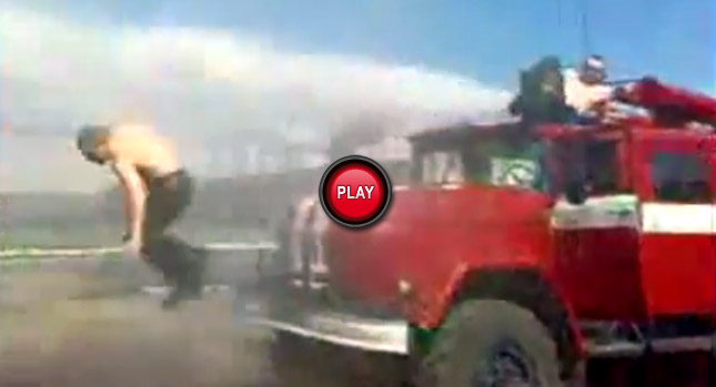  Sitting in Front of a Fire Truck's Water Canon can be Hazardous for your Health