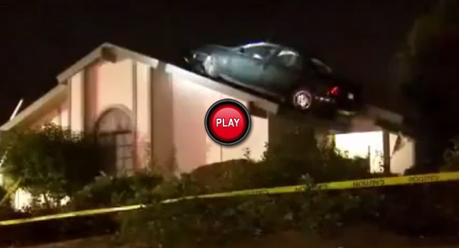 How Did He Do That Thief Lands Car On The Roof Of An Apartment Carscoops