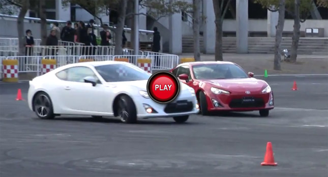  A Pair of Toyota 86 Coupes Engage in a Drifting Dance