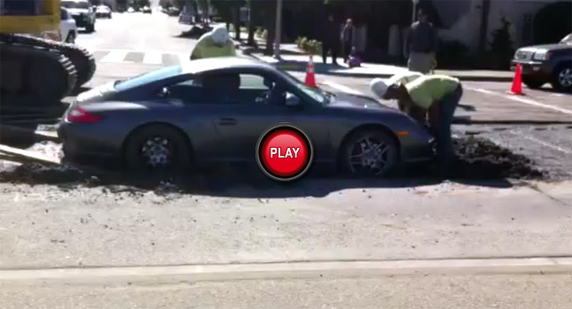  Porsche 911 Owner Drives Straight into Wet Concrete