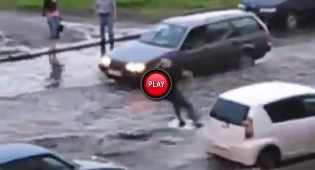  How to Make the Best of a Flooded Road…Russian Style