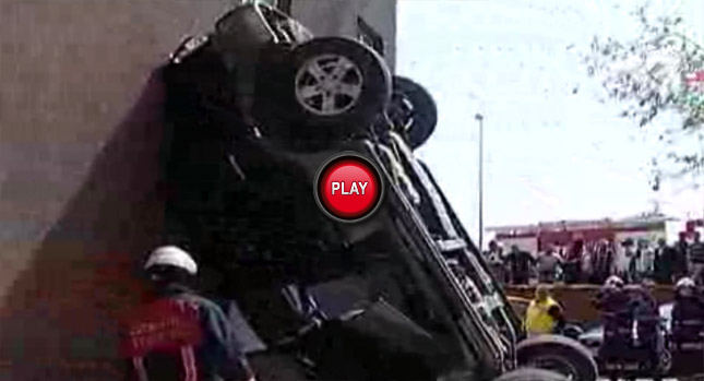  SUV Caught on Camera Flying Off a Parking Lot Deck in Turkey