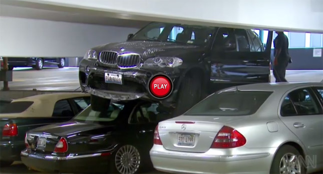  Man Lands Rental BMW X5 Atop Jaguar XJ and Mercedes E-Class