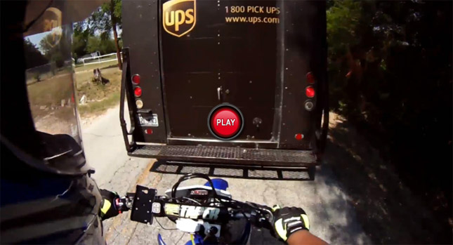  Carefree Motorcyclist May Want to Keep His Eyes on the Road and the…UPS Van Next Time