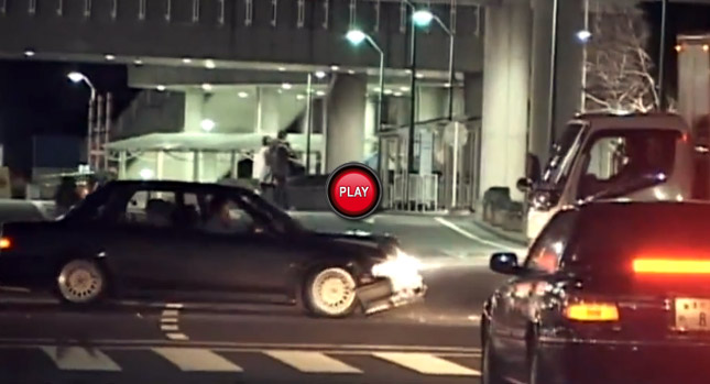  Fast and Furious Tokyo Drifter Hits a Truck and Cheerfully Makes a Run for It