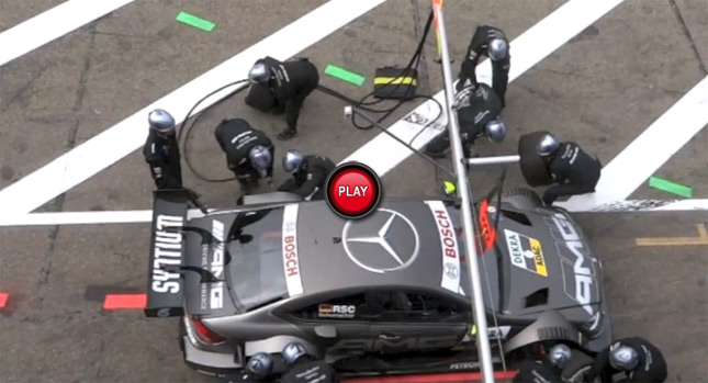  Ralf Schumacher's Mercedes Clips an Air Line that Smacks Pit Crew Leaving Four Injured