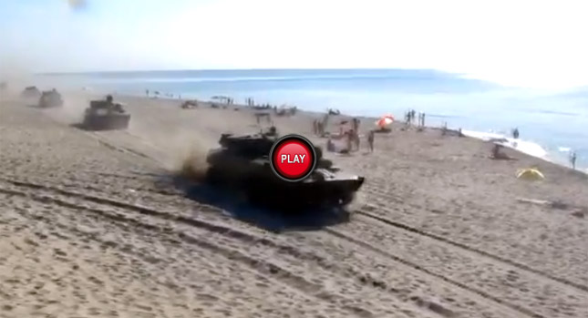  Russian Tanks Take a Stroll on the Beach