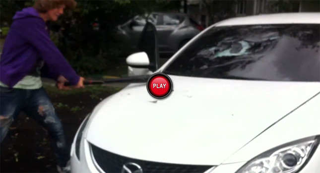  Bat-Holding Teen Smashes a Mazda6 Over a Magazine Cover…We Think