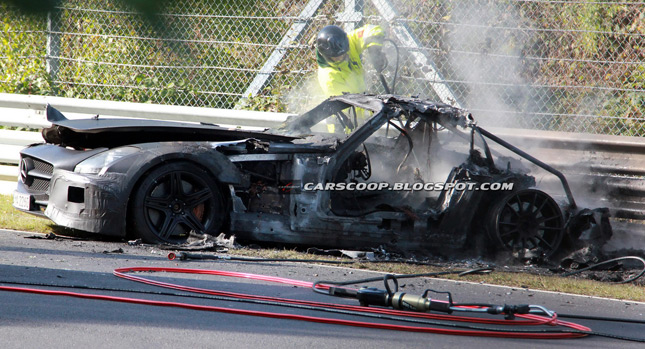  Mercedes-Benz SLS AMG Black Edition Prototype Burns to the Ground on the ‘Ring