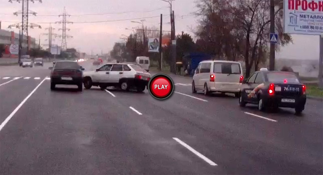  Driver Startled by Car Stopping at a Pedestrian Crossing, Makes a Run for It