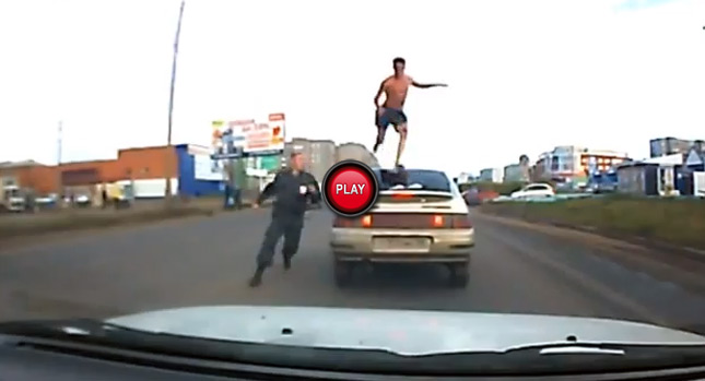  In Russia, a Man Jumping Over a Car is All in a Day's Drive