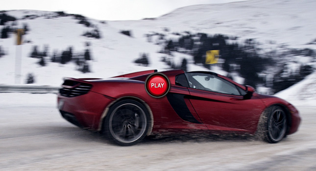  Rhys Millen in McLaren 12C Spider Races a Snowboarder Down Rocky Mountains