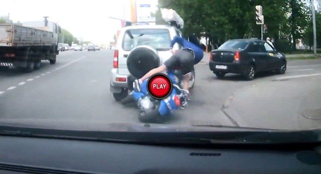  Elastic Scooter Boy Smashes Into One Car, Hits Another One as He Makes a Run for It