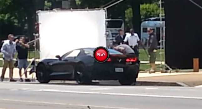  2014 Corvette Stingray Filmed at the Movie Set of Next Captain America