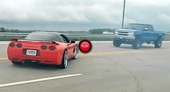  Nincompoop in Corvette Hits Truck and Makes a Run for it