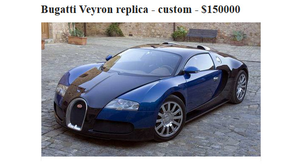  Sounds Like a Great Deal: Pre-Order a Bugatti Replica for $150,000 from Craigslist…