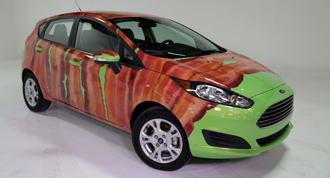  No Joke: Ford Celebrates Bacon Day with Pork-Wrapped Fiesta that will Make "Tennessee Hillbillies" Happy