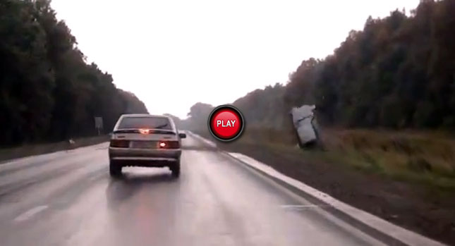  Deer Knocks Lada and Sends it on a Violent Rollover