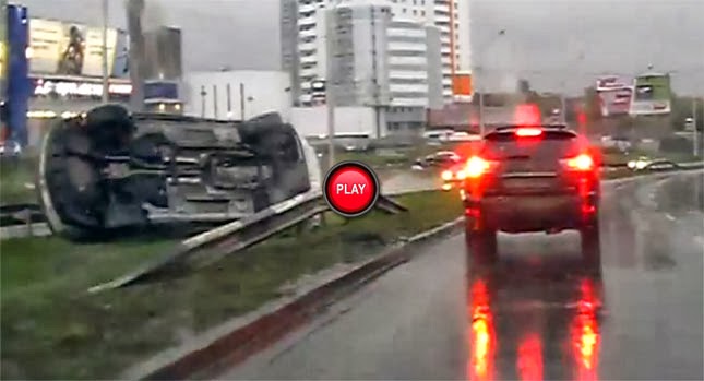  Watch a Russian Camaro Aquaplane Into a Roll-Over