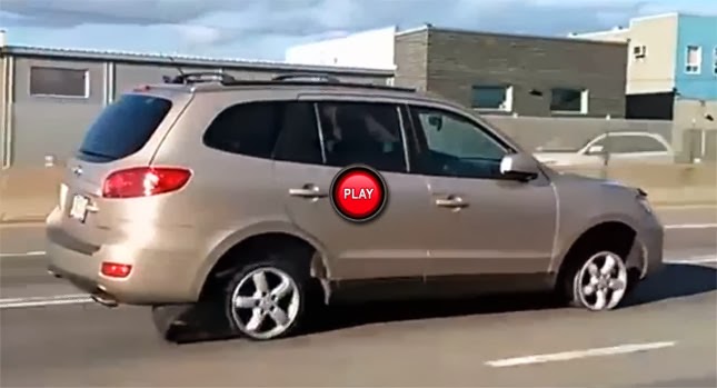  Daily Huh? Hyundai Santa Fe Rolling on Alloy Wheels Stripped of Tires