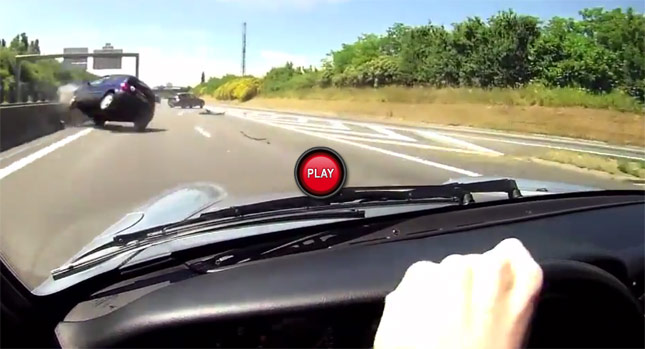  Oh Mon Dieu! Porsche 993 Driver Handles Extremely Close Call Like a Boss