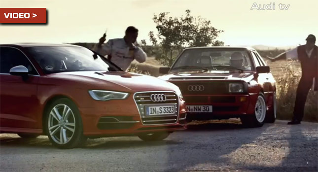  Audi Stages Rally Duel between 1983 Sport Quattro and New S3 Hatch