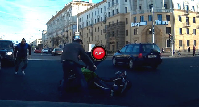  Belarusian Rider Showing Off Slips and Gets Trapped Under his Bike…