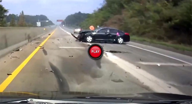  Pink Feathered Kia Driver Falls Asleep, Takes Another Car Down Into a Crazy Rollover