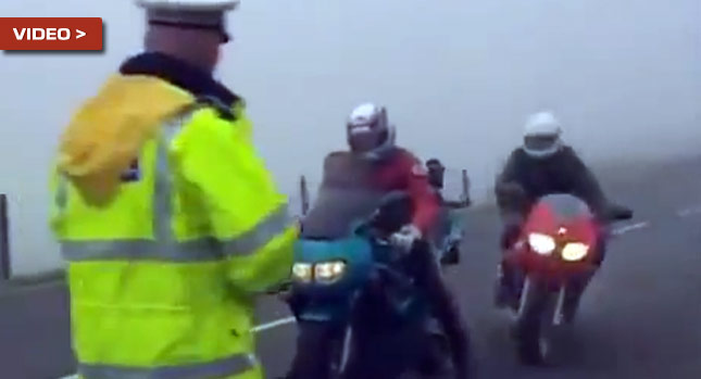  Cop Steps Out to Stop Speeding Motorcyclists, Causes a Crash