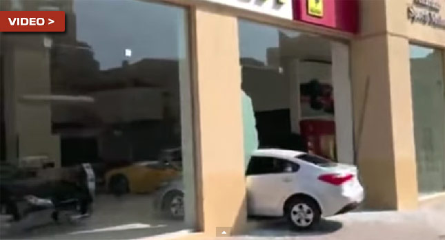  Alleged Drunken Driver Crashes Into Ferrari-Maserati Showroom, Makes a Speedy Escape!