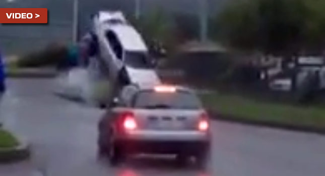  Um…What the Hell? Irish Driver at Modified Car Meet Intentionally Crashes Into Street Lights