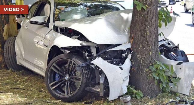  First BMW M4 Wedges Itself Between Two Trees in Native Bavaria