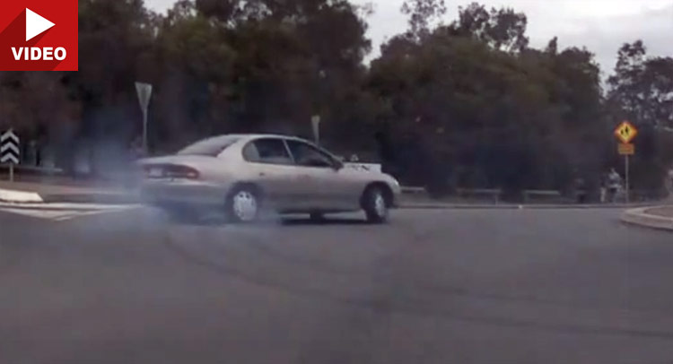  Holden Commodore Roundabout Drift Antics Tick Off Dashcam Driver [NSFW]