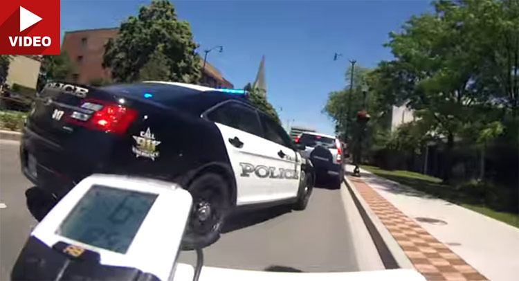  Honda CR-V Tailgating Bicyclist Gets the Shaft from Police Officer