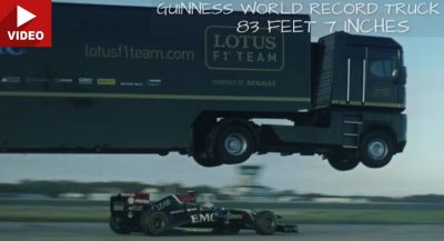 Truck Jumping Over Speeding F1 Car is an Insane Stunt | Carscoops