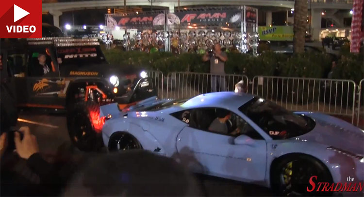  A Monster Jeep Just Rear-Ended a Ferrari 458 Liberty Walk at SEMA! [Updated]